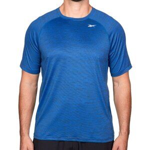 Reebok Men's Blue Heathered Print Short Sleeve Activewear Shirt